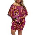 Broncos NAIDOC Week 2026 Personalised Off Shoulder Short Dress 50 Years of Deadly Aboriginal Art