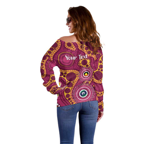 Broncos NAIDOC Week 2026 Personalised Off Shoulder Sweater 50 Years of Deadly Aboriginal Art