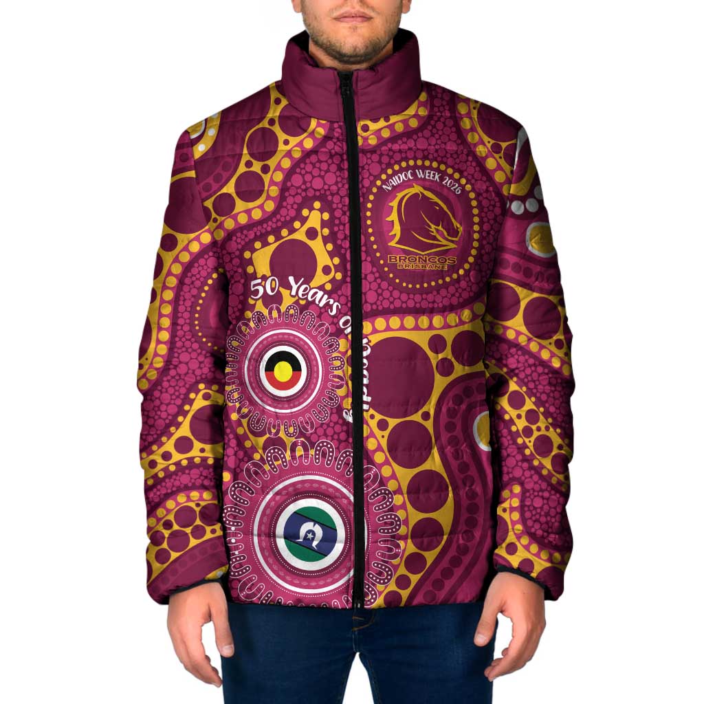 Broncos NAIDOC Week 2026 Personalised Padded Jacket 50 Years of Deadly Aboriginal Art