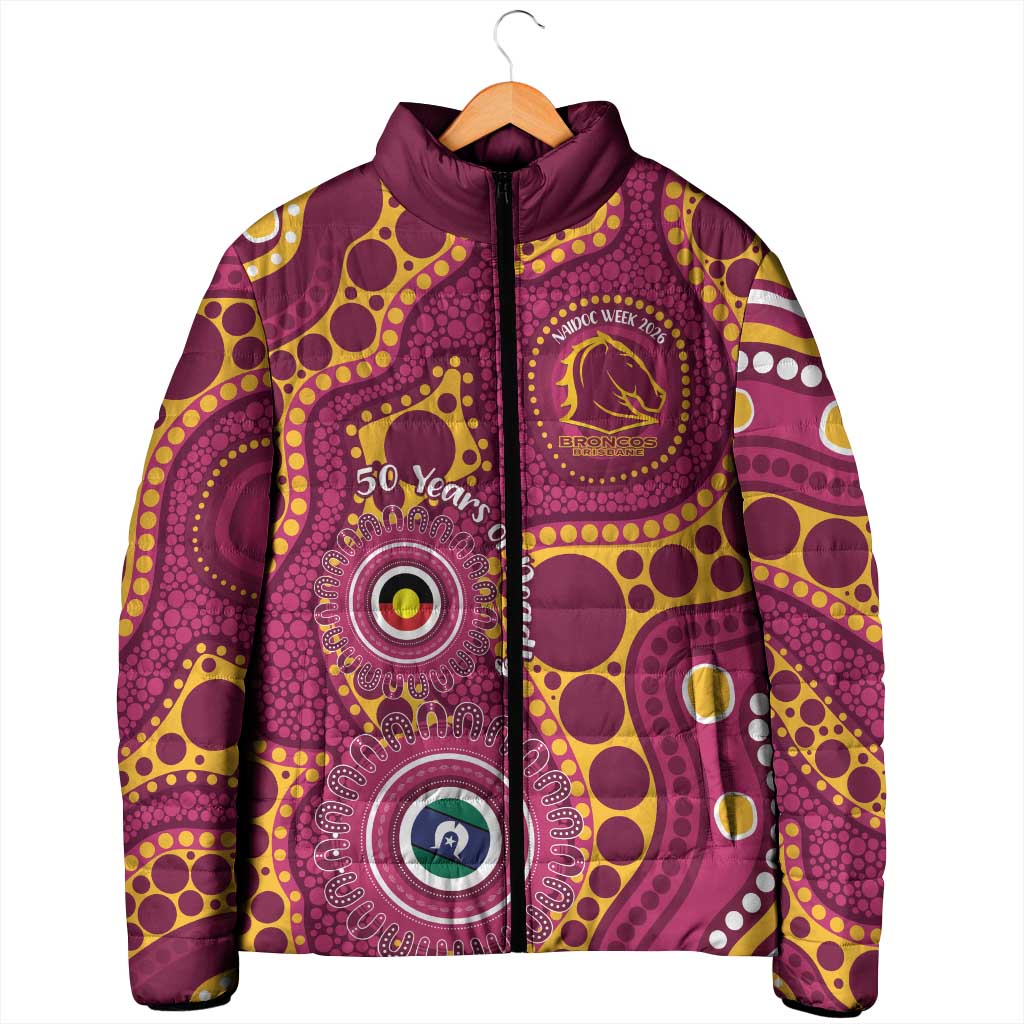 Broncos NAIDOC Week 2026 Personalised Padded Jacket 50 Years of Deadly Aboriginal Art