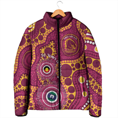 Broncos NAIDOC Week 2026 Personalised Padded Jacket 50 Years of Deadly Aboriginal Art