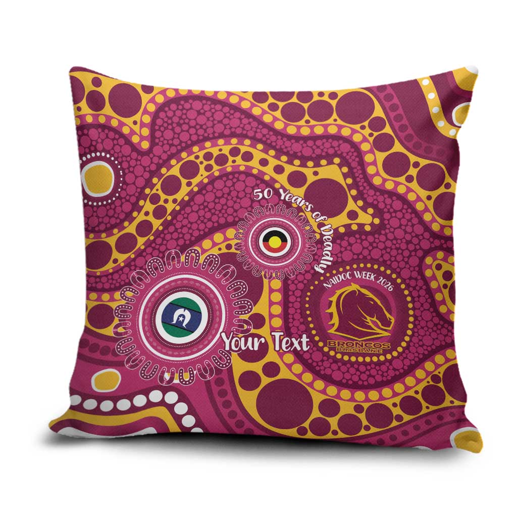Broncos NAIDOC Week 2026 Personalised Pillow Cover 50 Years of Deadly Aboriginal Art