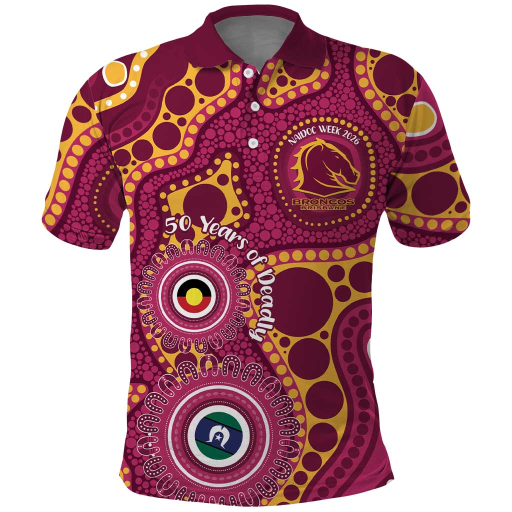 Broncos NAIDOC Week 2026 Personalised Polo Shirt 50 Years of Deadly Aboriginal Art