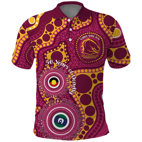 Broncos NAIDOC Week 2026 Personalised Polo Shirt 50 Years of Deadly Aboriginal Art