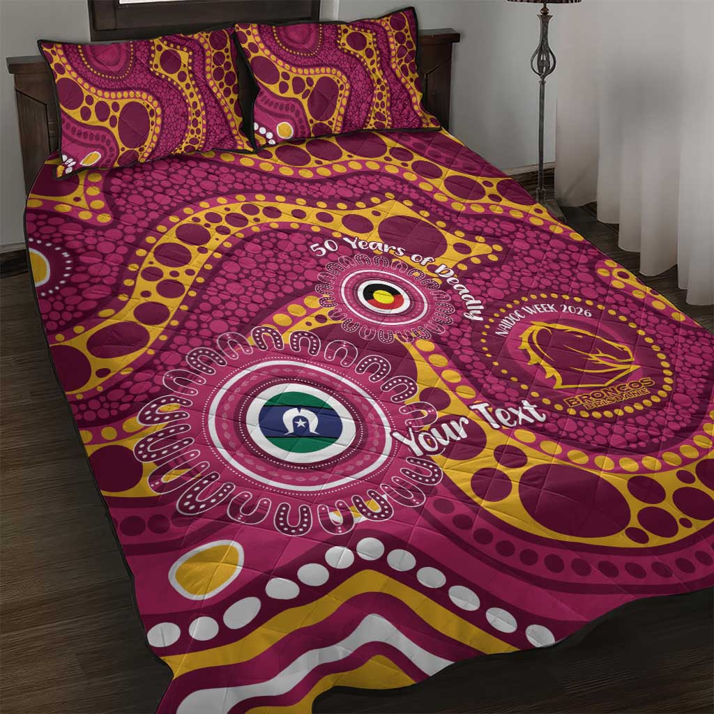 Broncos NAIDOC Week 2026 Personalised Quilt Bed Set 50 Years of Deadly Aboriginal Art