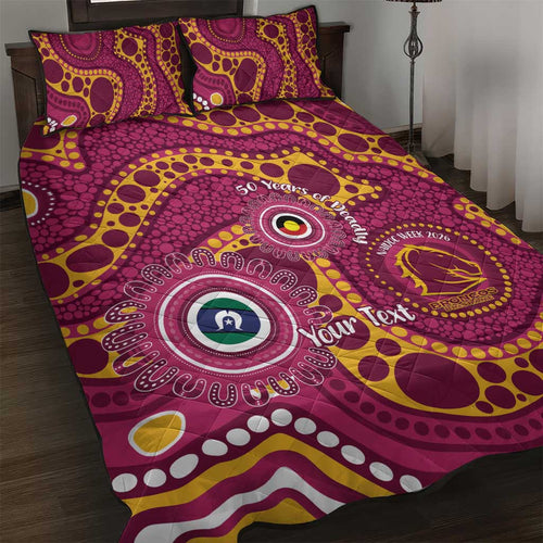 Broncos NAIDOC Week 2026 Personalised Quilt Bed Set 50 Years of Deadly Aboriginal Art