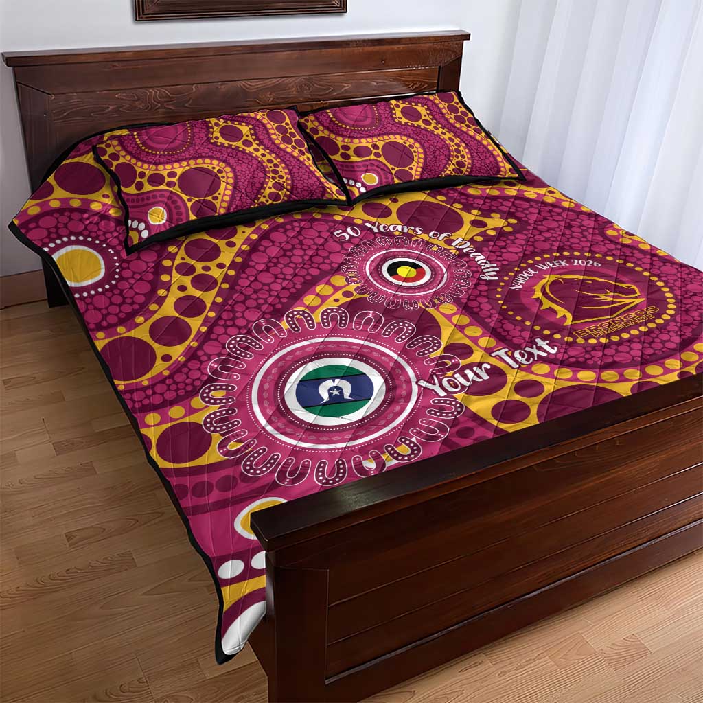 Broncos NAIDOC Week 2026 Personalised Quilt Bed Set 50 Years of Deadly Aboriginal Art