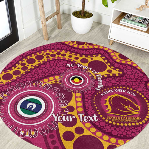 Broncos NAIDOC Week 2026 Personalised Round Carpet 50 Years of Deadly Aboriginal Art