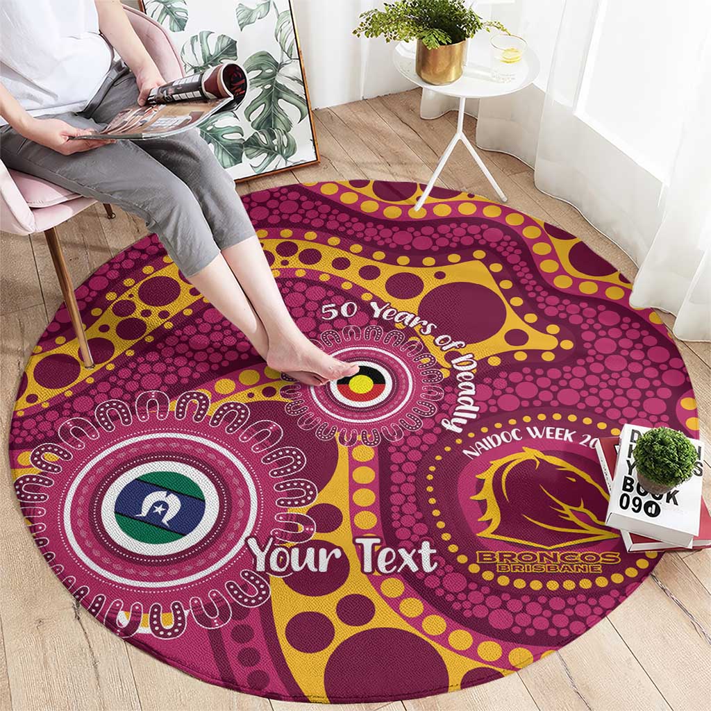 Broncos NAIDOC Week 2026 Personalised Round Carpet 50 Years of Deadly Aboriginal Art