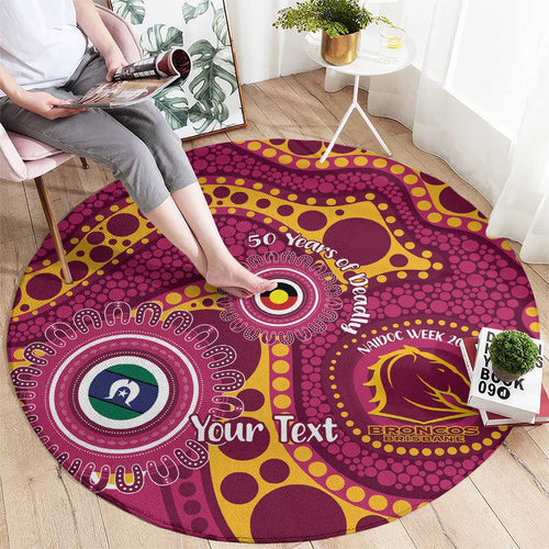 Broncos NAIDOC Week 2026 Personalised Round Carpet 50 Years of Deadly Aboriginal Art