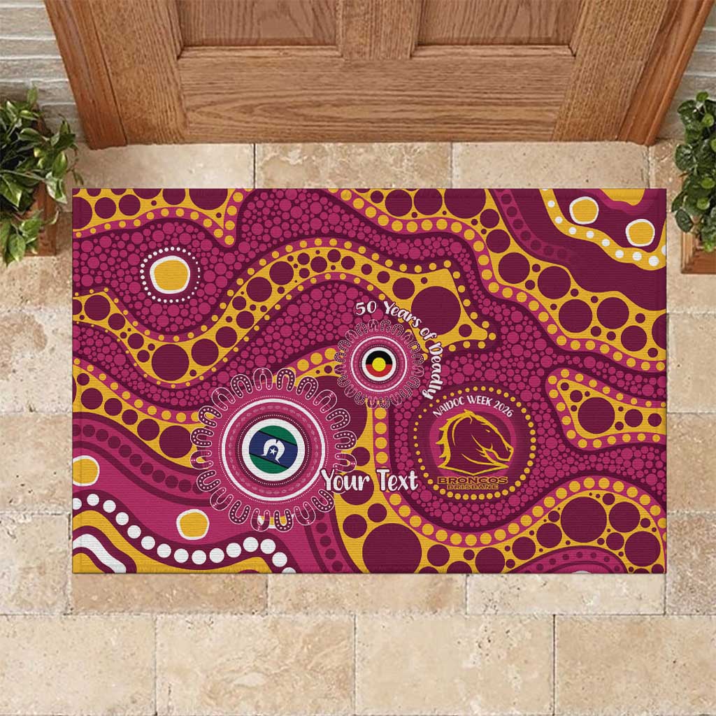 Broncos NAIDOC Week 2026 Personalised Rubber Doormat 50 Years of Deadly Aboriginal Art