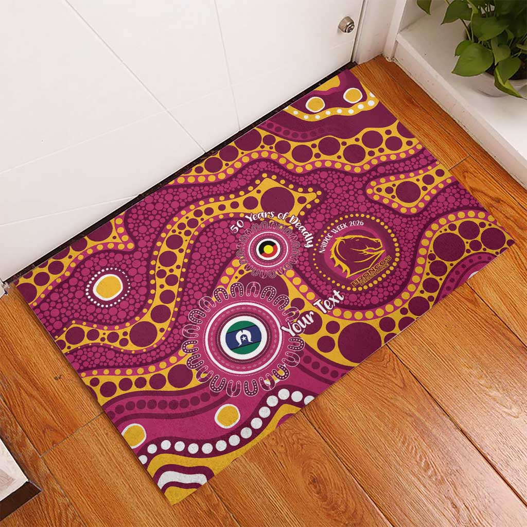 Broncos NAIDOC Week 2026 Personalised Rubber Doormat 50 Years of Deadly Aboriginal Art