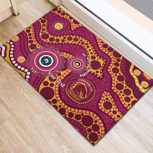 Broncos NAIDOC Week 2026 Personalised Rubber Doormat 50 Years of Deadly Aboriginal Art