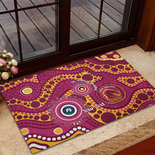 Broncos NAIDOC Week 2026 Personalised Rubber Doormat 50 Years of Deadly Aboriginal Art