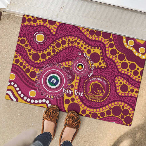 Broncos NAIDOC Week 2026 Personalised Rubber Doormat 50 Years of Deadly Aboriginal Art