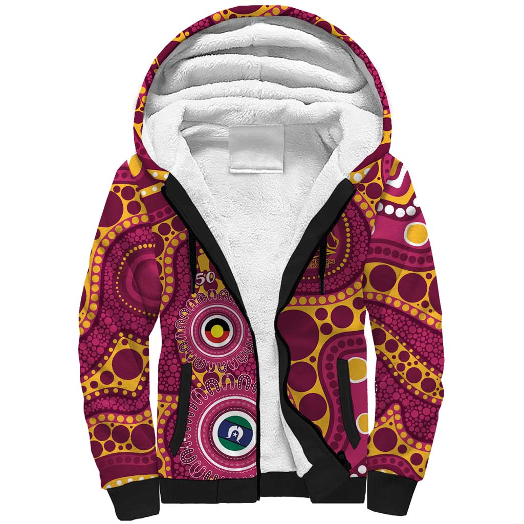 Broncos NAIDOC Week 2026 Personalised Sherpa Hoodie 50 Years of Deadly Aboriginal Art