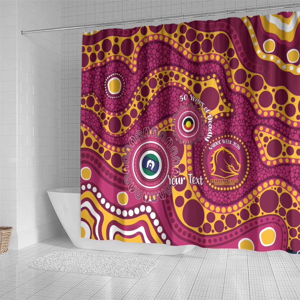 Broncos NAIDOC Week 2026 Personalised Shower Curtain 50 Years of Deadly Aboriginal Art