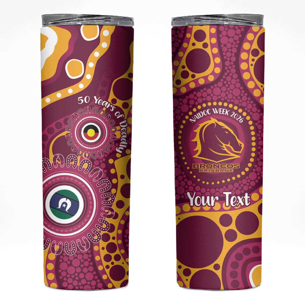 Broncos NAIDOC Week 2026 Personalised Skinny Tumbler 50 Years of Deadly Aboriginal Art