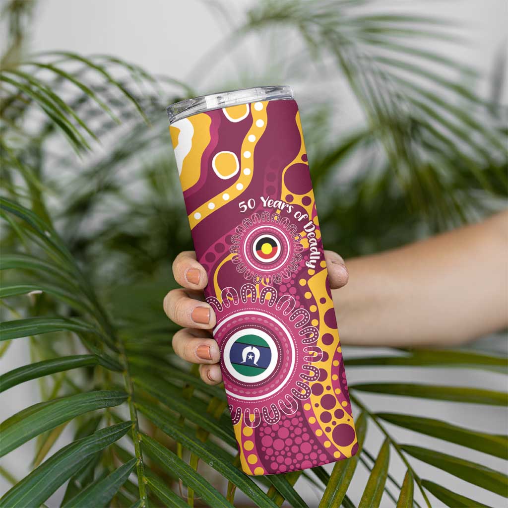 Broncos NAIDOC Week 2026 Personalised Skinny Tumbler 50 Years of Deadly Aboriginal Art