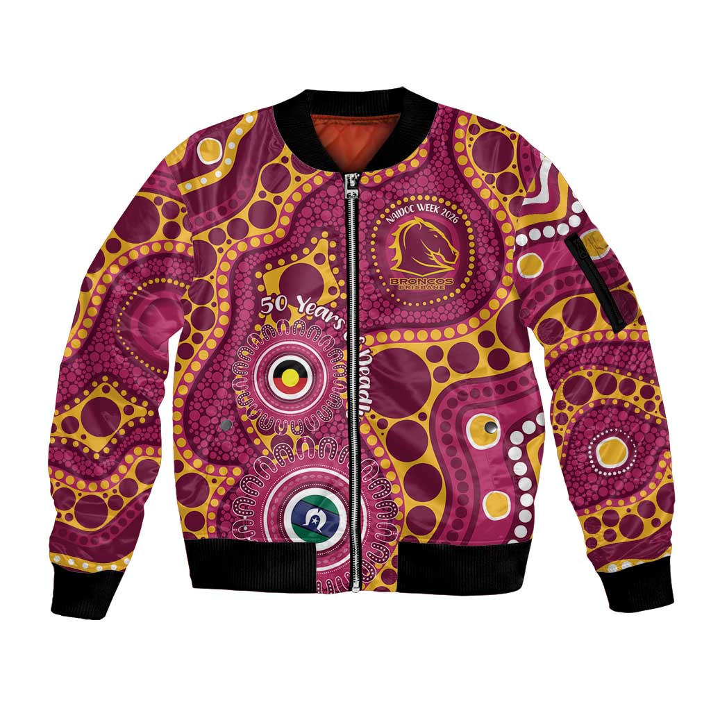 Broncos NAIDOC Week 2026 Personalised Sleeve Zip Bomber Jacket 50 Years of Deadly Aboriginal Art