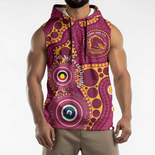 Broncos NAIDOC Week 2026 Personalised Sleeveless Hoodie 50 Years of Deadly Aboriginal Art