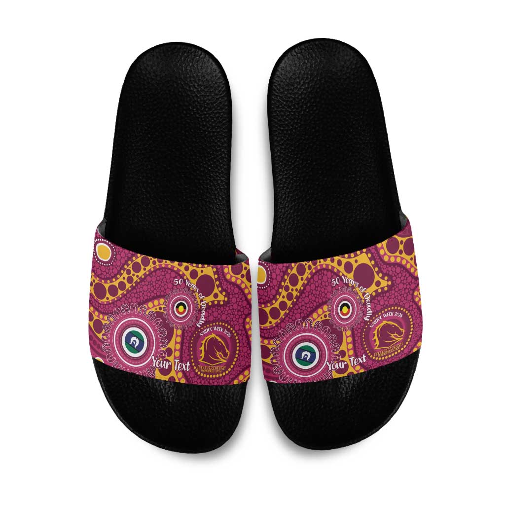 Broncos NAIDOC Week 2026 Personalised Slide Sandals 50 Years of Deadly Aboriginal Art