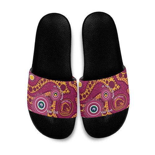 Broncos NAIDOC Week 2026 Personalised Slide Sandals 50 Years of Deadly Aboriginal Art