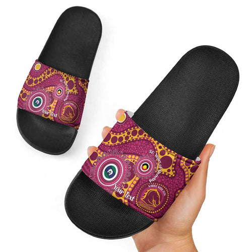Broncos NAIDOC Week 2026 Personalised Slide Sandals 50 Years of Deadly Aboriginal Art