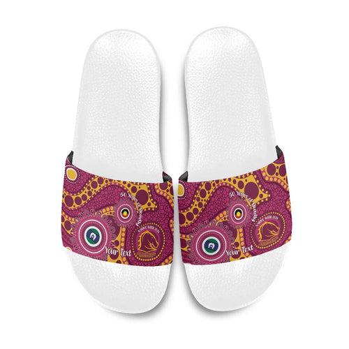 Broncos NAIDOC Week 2026 Personalised Slide Sandals 50 Years of Deadly Aboriginal Art