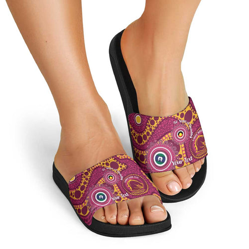 Broncos NAIDOC Week 2026 Personalised Slide Sandals 50 Years of Deadly Aboriginal Art