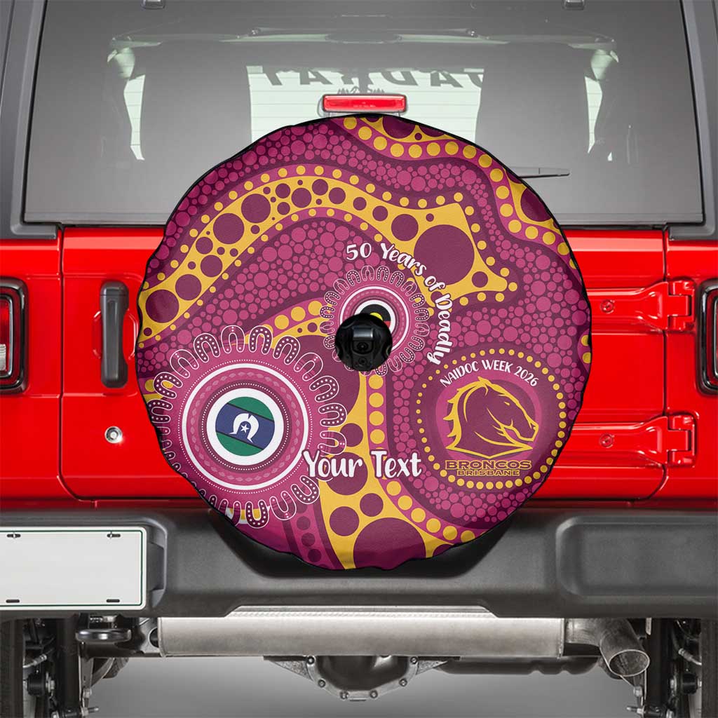 Broncos NAIDOC Week 2026 Personalised Spare Tire Cover 50 Years of Deadly Aboriginal Art