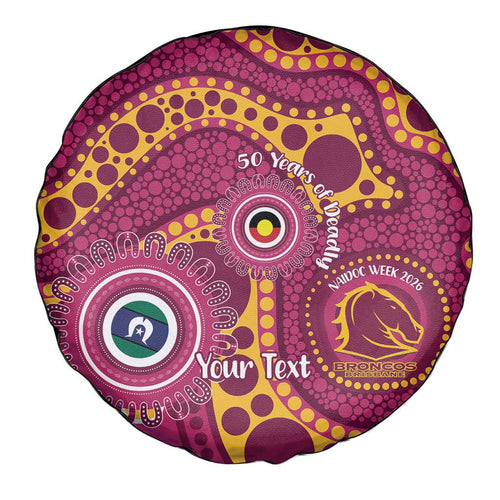 Broncos NAIDOC Week 2026 Personalised Spare Tire Cover 50 Years of Deadly Aboriginal Art