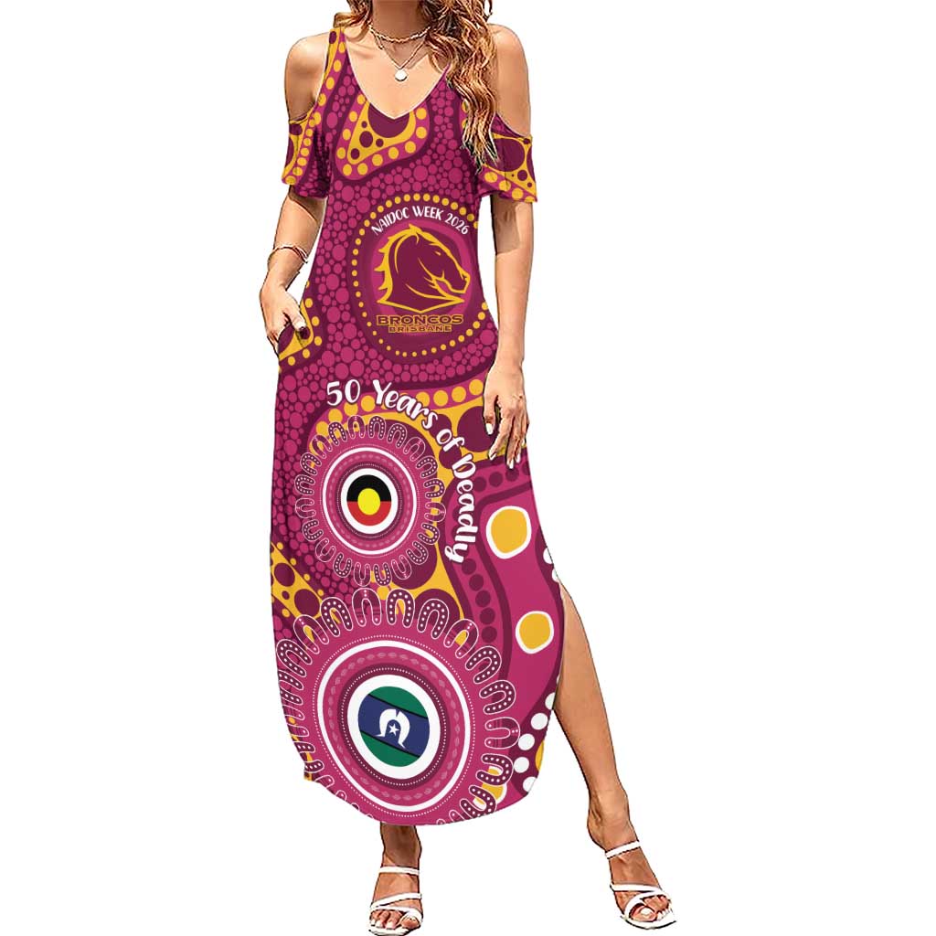 Broncos NAIDOC Week 2026 Personalised Summer Maxi Dress 50 Years of Deadly Aboriginal Art