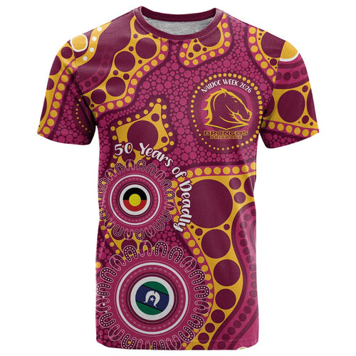 Broncos NAIDOC Week 2026 Personalised T Shirt 50 Years of Deadly Aboriginal Art