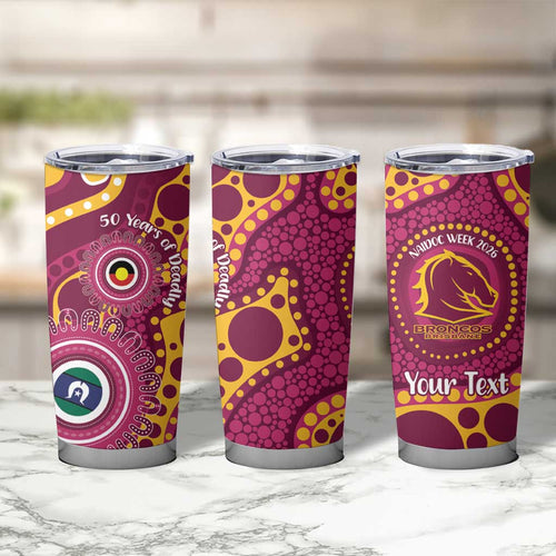 Broncos NAIDOC Week 2026 Personalised Tumbler Cup 50 Years of Deadly Aboriginal Art