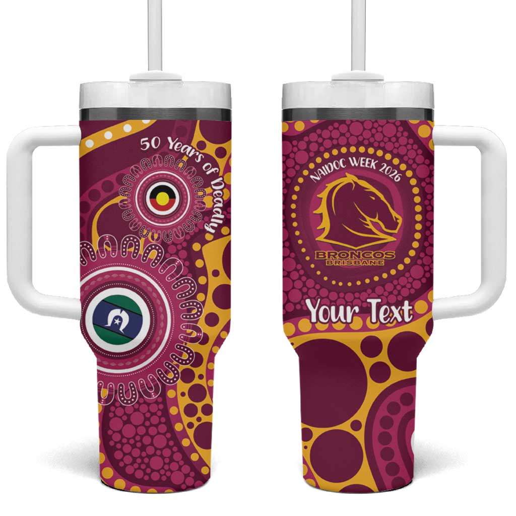 Broncos NAIDOC Week 2026 Personalised Tumbler With Handle 50 Years of Deadly Aboriginal Art