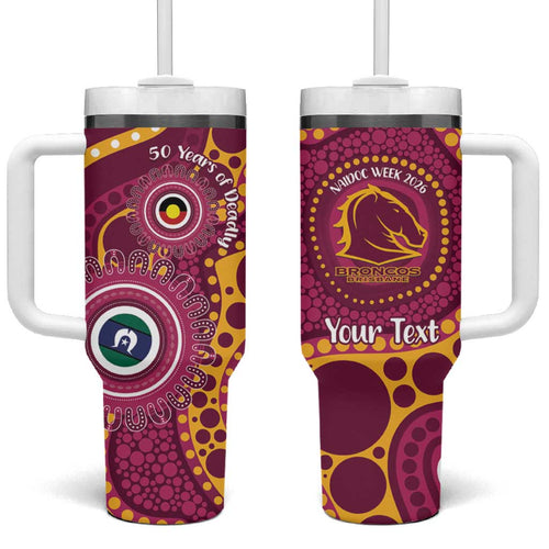 Broncos NAIDOC Week 2026 Personalised Tumbler With Handle 50 Years of Deadly Aboriginal Art