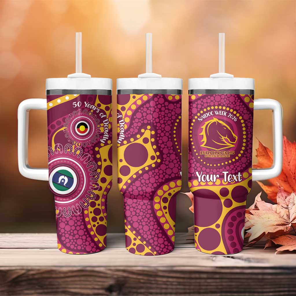 Broncos NAIDOC Week 2026 Personalised Tumbler With Handle 50 Years of Deadly Aboriginal Art