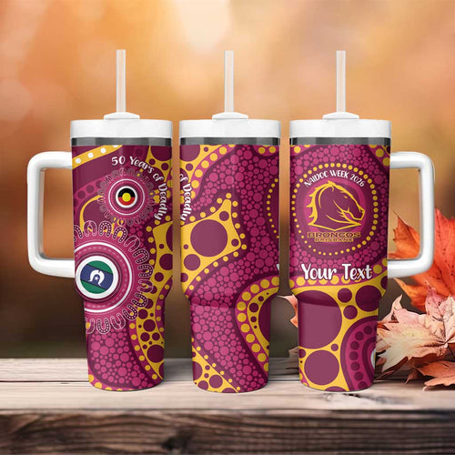 Broncos NAIDOC Week 2026 Personalised Tumbler With Handle 50 Years of Deadly Aboriginal Art