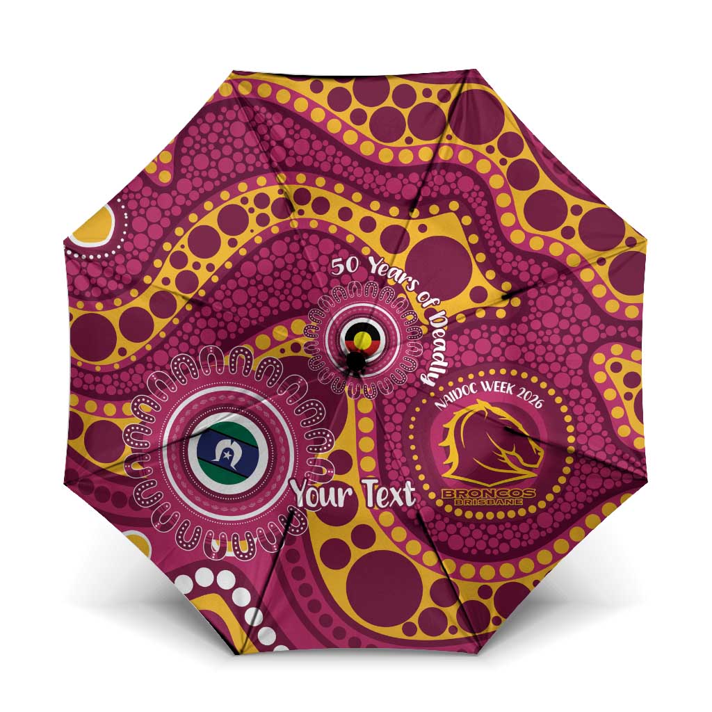 Broncos NAIDOC Week 2026 Personalised Umbrella 50 Years of Deadly Aboriginal Art