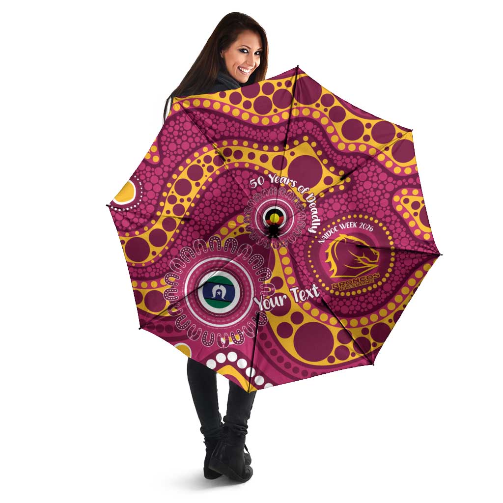 Broncos NAIDOC Week 2026 Personalised Umbrella 50 Years of Deadly Aboriginal Art