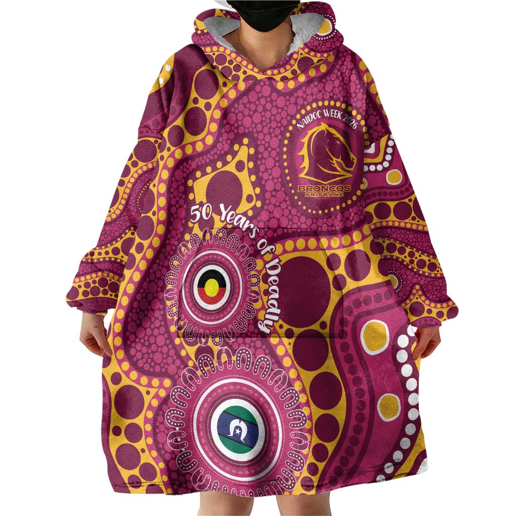 Broncos NAIDOC Week 2026 Personalised Wearable Blanket Hoodie 50 Years of Deadly Aboriginal Art