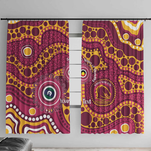 Broncos NAIDOC Week 2026 Personalised Window Curtain 50 Years of Deadly Aboriginal Art