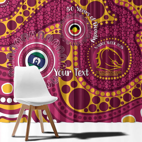 Broncos NAIDOC Week 2026 Personalised Window Curtain 50 Years of Deadly Aboriginal Art