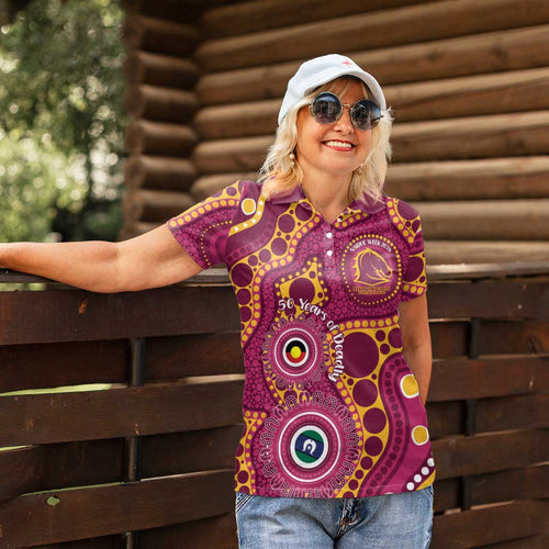 Broncos NAIDOC Week 2026 Personalised Women Polo Shirt 50 Years of Deadly Aboriginal Art