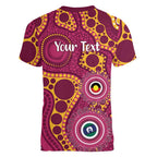 Broncos NAIDOC Week 2026 Personalised Women V-Neck T-Shirt 50 Years of Deadly Aboriginal Art