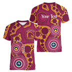 Broncos NAIDOC Week 2026 Personalised Women V-Neck T-Shirt 50 Years of Deadly Aboriginal Art