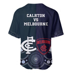 Demons And Blues Football Baseball Jersey Melbourne And Calrton Mascots Aboriginal Art