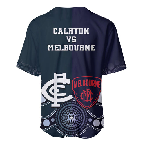 Demons And Blues Football Baseball Jersey Melbourne And Calrton Mascots Aboriginal Art