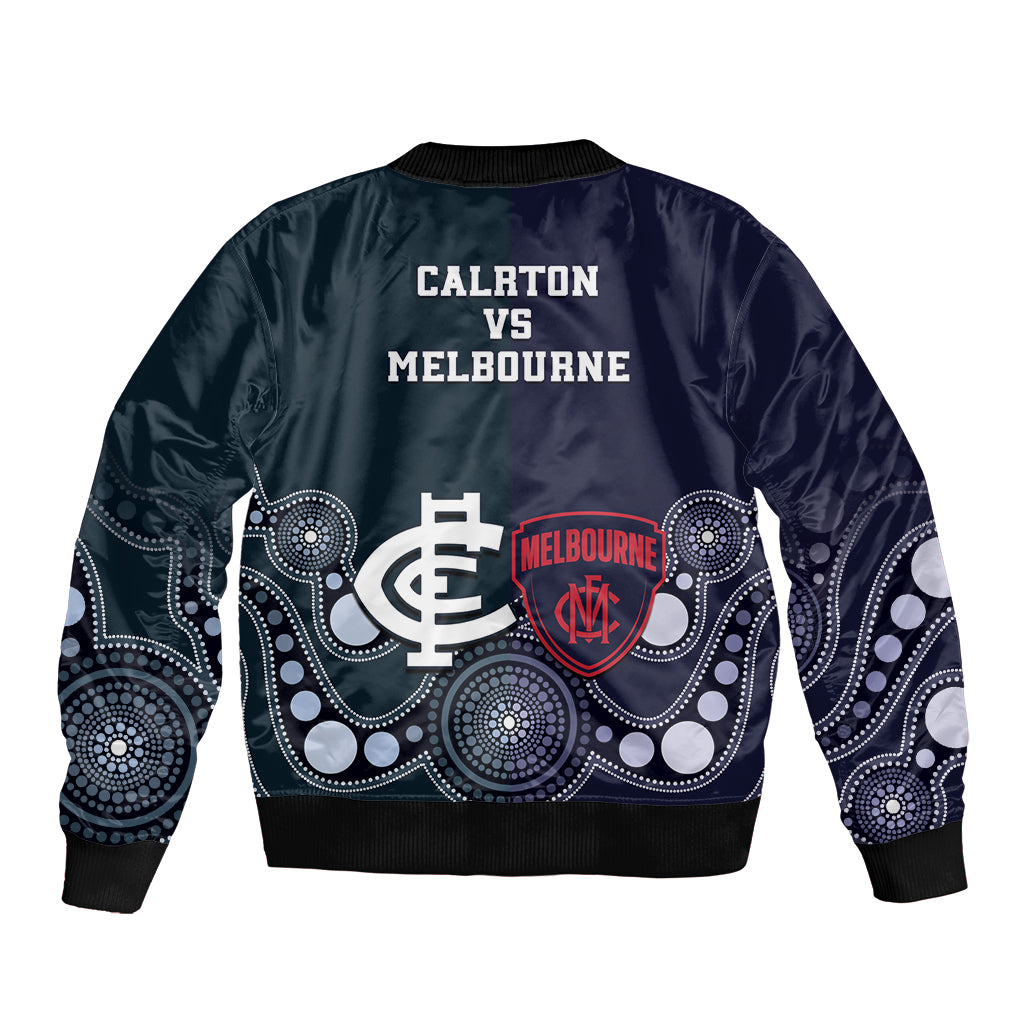 Demons And Blues Football Bomber Jacket Melbourne And Calrton Mascots Aboriginal Art